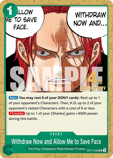 Withdraw Now and Allow Me to Save Face - One Piece Card Game card