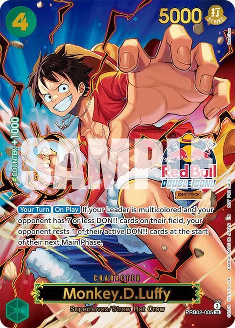 Monkey.D.Luffy (Red Bull Double Don!!) (Winner) (Textured) - One Piece Card Game card