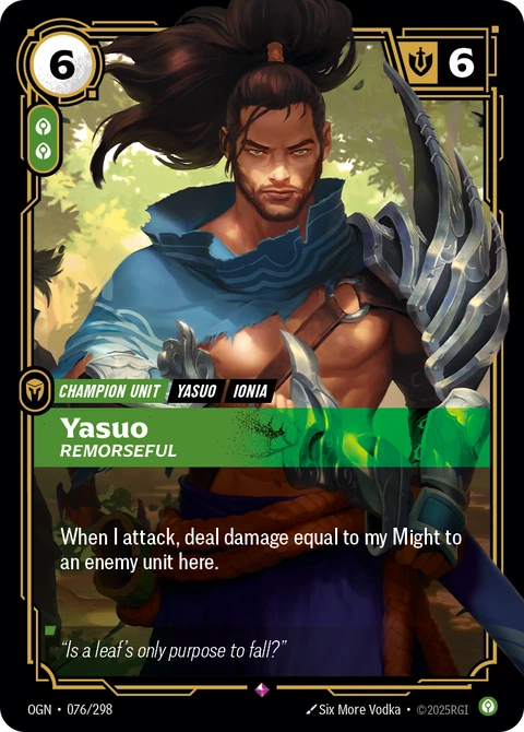 Yasuo, Remorseful - Riftbound card
