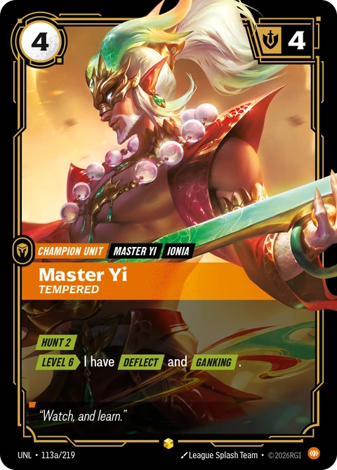 Master Yi, Tempered - Riftbound card