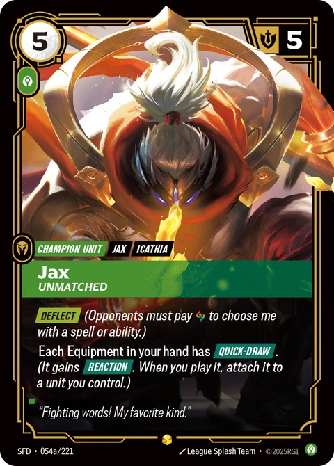 Jax, Unmatched - Riftbound card