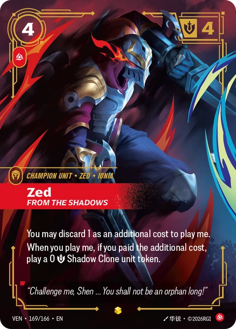 Zed, From the Shadows - Riftbound card