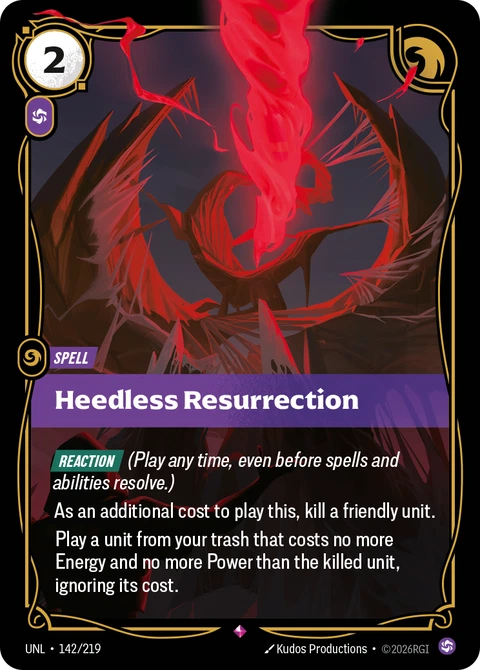 Heedless Resurrection - Riftbound card