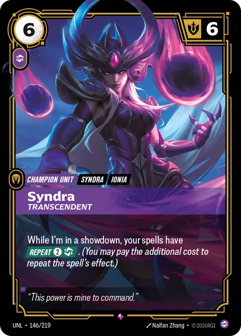 Syndra, Transcendent - Riftbound card