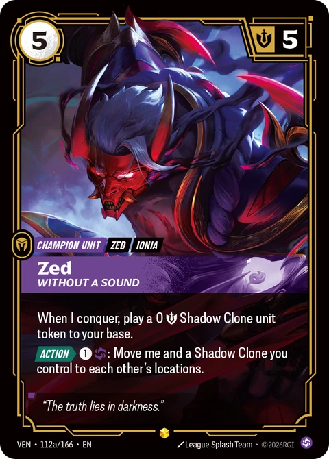 Zed, Without a Sound - Riftbound card