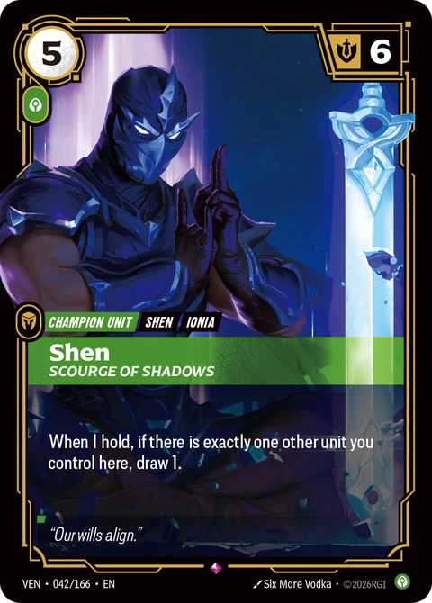 Shen, Scourge of Shadows - Riftbound card