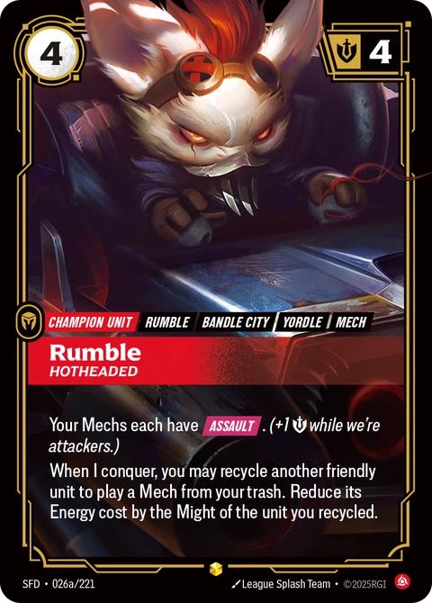 Rumble, Hotheaded - Riftbound card