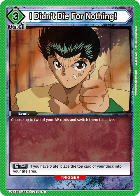 I Didn't Die For Nothing! - Union Arena (English) card