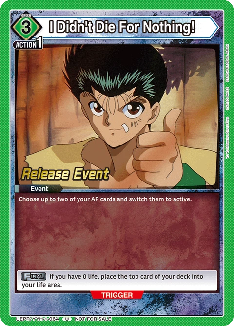 I Didn't Die For Nothing! - Union Arena (English) card