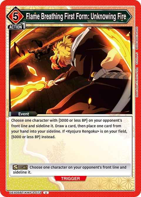 Flame Breathing First Form: Unknowing Fire - Union Arena (English) card