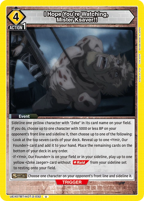 I Hope You're Watching, Mister Ksaver!! - Union Arena (English) card